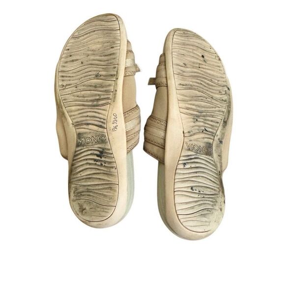 Vionic Sarah Adjustable Double Strap Slides Sandals Beige Tan Size 9.5 - Picture 2 of 5
